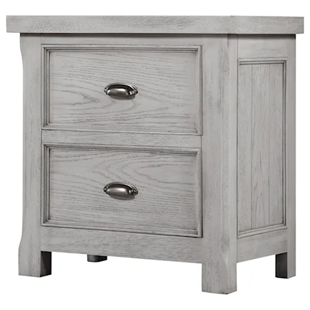 Rustic 2-Drawer Nightstand with USB Ports